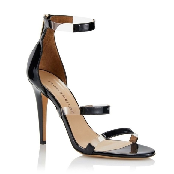Tamara Mellon Frontline 105 Open Toe High Heels Black Size 40.5 - Picture 1 of 12